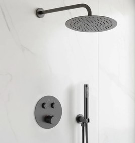 Rea Lungo, termostatický sprchový set pod omietku s dažďovou hlavovou a ručnou sprchou, grafitová matná, REA-P6385