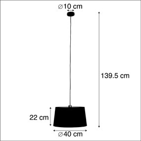 Závesné svietidlo s bavlneným tienidlom čierne a zlaté 40 cm - Combi