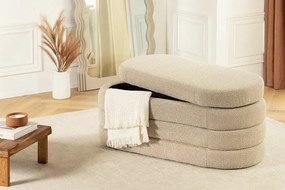 Dizajnová lavica s úložným priestorom TAUPE BOUCLÉ 115 cm – elegantný štýl a komfort