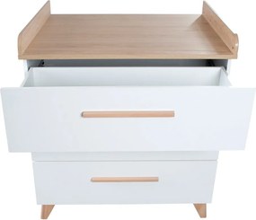 Biela detská komoda s prebaľovacím pultom v dekore duba 88,5x99x76 cm Léon – Roba