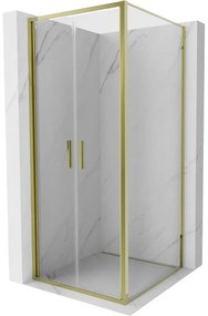 Mexen Exo, výklopný sprchový kút 80 x 80 cm, číre sklo, zlatá, 814-080-080-50-00