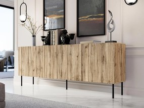 Komoda Lameller 190, Farby: čierna + čierna + zlatá