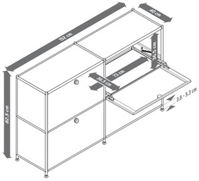 Odkladacia skrinka »CN3« so štyrmi výklopnými doskami, sivá
