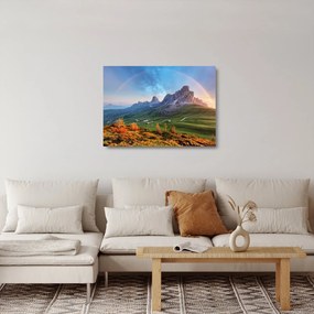 Sklenený obraz dúhy nad skaliskami (70x50 cm)