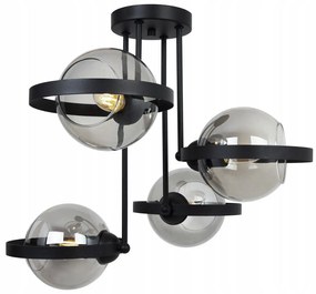 Stropné svietidlo Haga Ring, 4x grafitové sklenené tienidlo (výber z 3 farieb uchytenia)