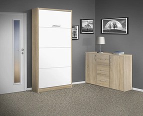 Nabytekmorava Sklápacia posteľ VS 3054 P - 200x90 cm farba lamina: dub sonoma svetlá/biele dvere