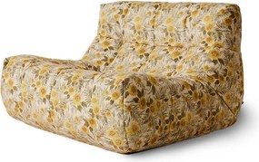 Béžová penová leňoška so žltými kvetmi Lazy Lounge - 105*105*75 cm