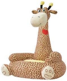 Plyšové detské kreslo, žirafa, hnedé