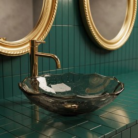 Rea Arctic Black, sklenené umývadlo na dosku 45x45x12,5 cm, čierna, REA-U5068