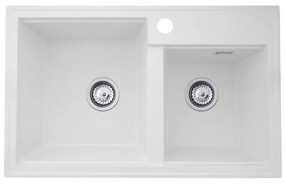 Gamma Modern 8020, 2-komorový granitový drez 795x495x210 mm, biela, GMA-ZLE000032