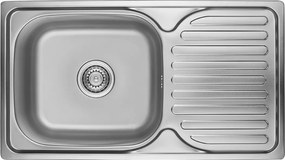 Kuchinox Orion, 1-komorový nerezový drez 760x420x175 mm s odkvapkávačom, drážkovaný dekor, oceľová, LAV-SKO_311T