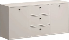 Závesná komoda Lorini 150 cm so zásuvkami - kašmír / čierne úchytky
