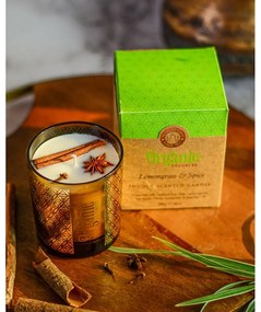 Organická vykurovacia sviečka Lemongrass & Spice 200 g v skle so zlatou fóliou