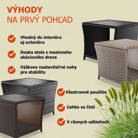 Polyratanový odkladací stolík ROCCO, 40x45x45cm, krémová Casaria