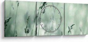 Obraz - Zelená lúka (s hodinami) (90x30 cm)