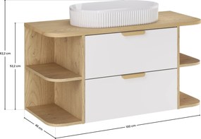 Comad Kúpeľňová skrinka s doskovými umývadlami set Aster White 100 biela/dub cremona