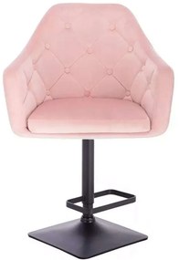 LuxuryForm DESIGN Barová stolička ANDORA VELUR na čierne podstave - svetlo ružová
