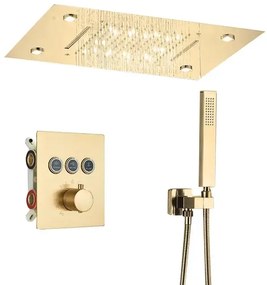 Luxusný LED sprchový set - Järvitul Brúsená zlatá