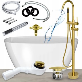 Vaňa 150 Voľne Stojaca Vaňová Batéria Sifón Vaňa Klik Klak Zlatý Set