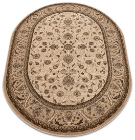 Vlnený oválny koberec OMEGA  ARIES Kvety, hnedý
