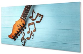 Obraz na skle gitara poznámky 120x60 cm