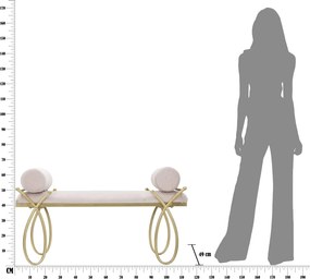 Lavica Stuha 112 cm zamat zlatá/ružová