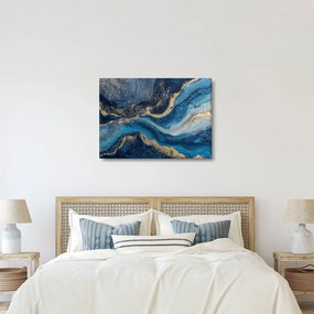 Obraz - Modrozlatý abstraktný mramor (70x50 cm)