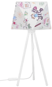 Detská stolná lampa Diamond, 1x biele textilné tienidlo so vzorom