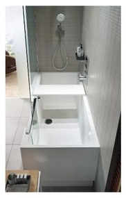 Duravit Shower + Bath - Vaňa so sprchovým kútom do ľavého rohu 1700x750 mm, s panelom a nohami, biela/zrkadlové sklo 700403000100000