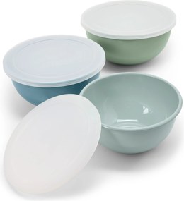 Smaltované misy s vekom na servírovanie a prípravu pokrmov, 3 ks