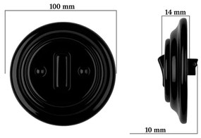 Bohemia-Design - Porcelánový retro jednopólový vypínač s rámikom č. 1 čierna