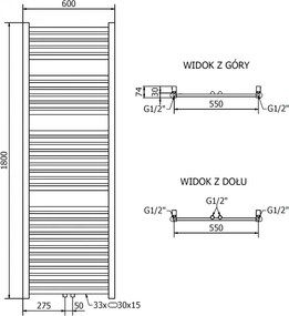 Mexen Hades, vykurovacie teleso 1800x600 mm, 780 W, zlatá lesklá, W104-1800-600-00-50