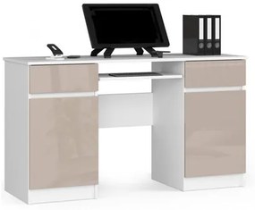 Počítačový stôl A5 biela/cappuccino lesk