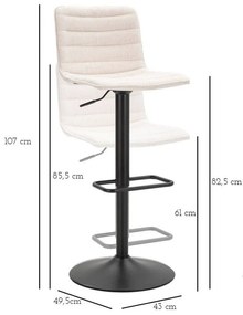 Bielo-čierna barová stolička s nastaviteľnou výškou (výška sedadla 61 cm) Malia – Mauro Ferretti