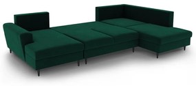 Zelená zamatová rozkladacia/s úložným priestorom rohová pohovka (pravý roh/do "U") Kyoto – Cosmopolitan Design