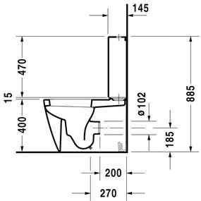 Duravit Starck 2 - Stojace kombi WC, 37 x 63 cm, biele 2145090000