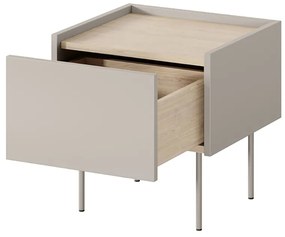 Nočný stolík so zásuvkou Desin 45 cm - kašmírová / dub nagano
