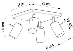 Stropné svietidlo Ring, 4x chrómové kovové tienidlo, (možnosť polohovania)