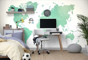 Samolepiaca tapeta mapa sveta v zelenom odtieni - 450x300
