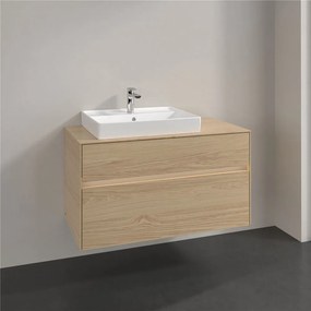 VILLEROY &amp; BOCH Collaro závesná skrinka pod umývadlo na dosku (umývadlo vľavo), 2 zásuvky, s LED osvetlením, 1000 x 500 x 548 mm, Nordic Oak, C017B0VJ