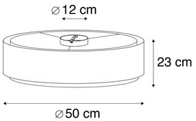 Moderné stropné svietidlo čierne s bielou 50 cm 3-svetlo - Drum Duo