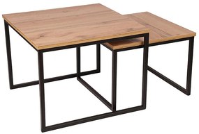 Súprav stolíkov Pati 62x62/52x52 cm dub Wotan/čierne nohy