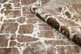 Moderný MEFE koberec 6184 Dlažba tehla - Štrukturálny, dve vrstvy rúna tmavo-béžová Veľkosť: 120x170 cm
