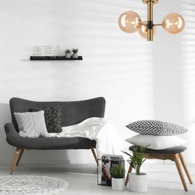 Luster na tyči ROLLO 3xG9/5W/230V zlatá/dymová béžová