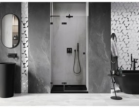 Mexen, Mexen Lunar L výklopné sprchové dvere ľavé 85 cm, transparentné, čierne - 834L-085-000-70-00-L