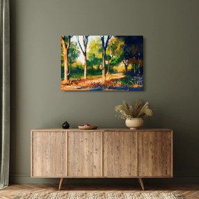 Obraz lesa v letnom slnku, maľba (90x60 cm)