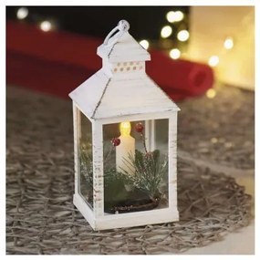 Vánoční LED lucerna se svíčkou Fuka 23 cm bílá