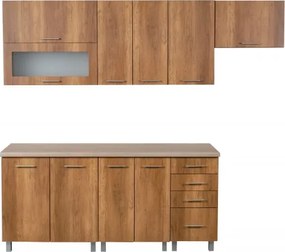 Kuchyňská linka MDF 240cm - typ II, Korpus: Béž pieskový / Dvierka: Crosline ciemny