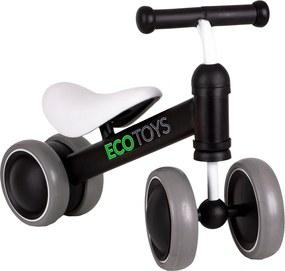 ECOTOYS mini odrážadlo pre deti 18–36 mesiacov, bežecké, čierne, ľahké 2,2 kg