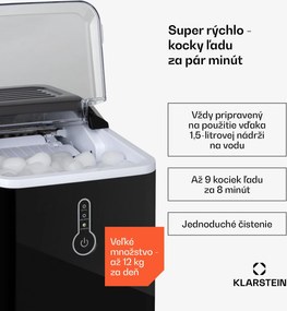 Klarstein Chillout, výrobník ľadu, oblé kúsky ľadu, 12 kg/24 h, nádrž 1,5 l, 1,5 l, čierny